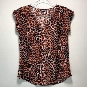 EXPRESS- Women’s Animal Print V-Neck Gramercy Tee- XS